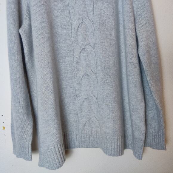 Garnet Hill Cable Detail Cashmere Tunic Sweater XL Gray Turtleneck Oversized - Picture 5 of 12